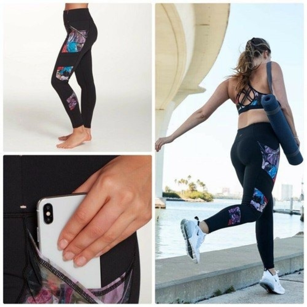 CALIA By Carre Underwood Essential Floral Leggings w/ Mesh Athleisure Small